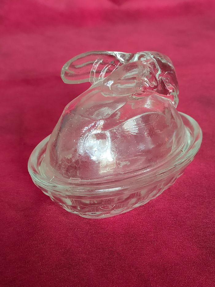 Ancienne verrine lapin en verre - photo numéro 2