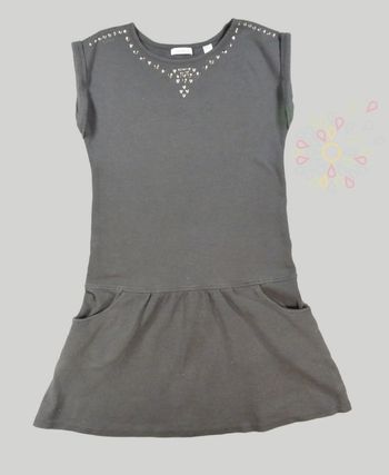 Robe manches courtes molleton gris séquins Okaïdi 14 ans fille