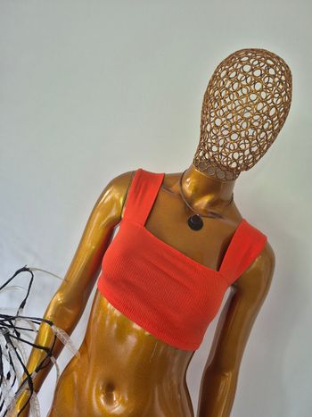 Top Femme Court Orange Taille S/36