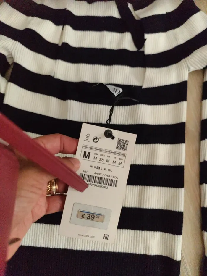 Pull maille marinière Zara M dos décolleté neuf - photo numéro 5