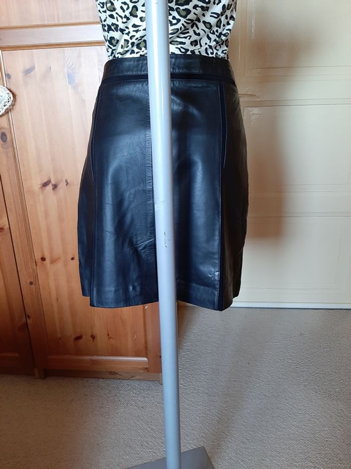 Mango - Jupe cuir, noir T42. - photo numéro 5