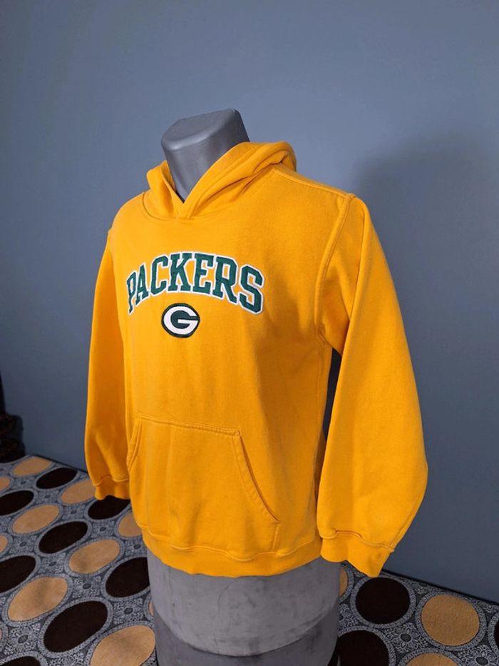 sweat a capuche / Hoodie nfl - taille 14- 16 ans - enfant - jaune brodé / packers (387)