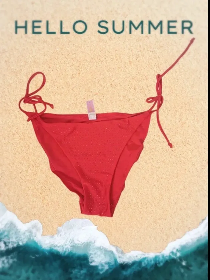 Bas de Bikini Rouge Strass Soleil Sucré