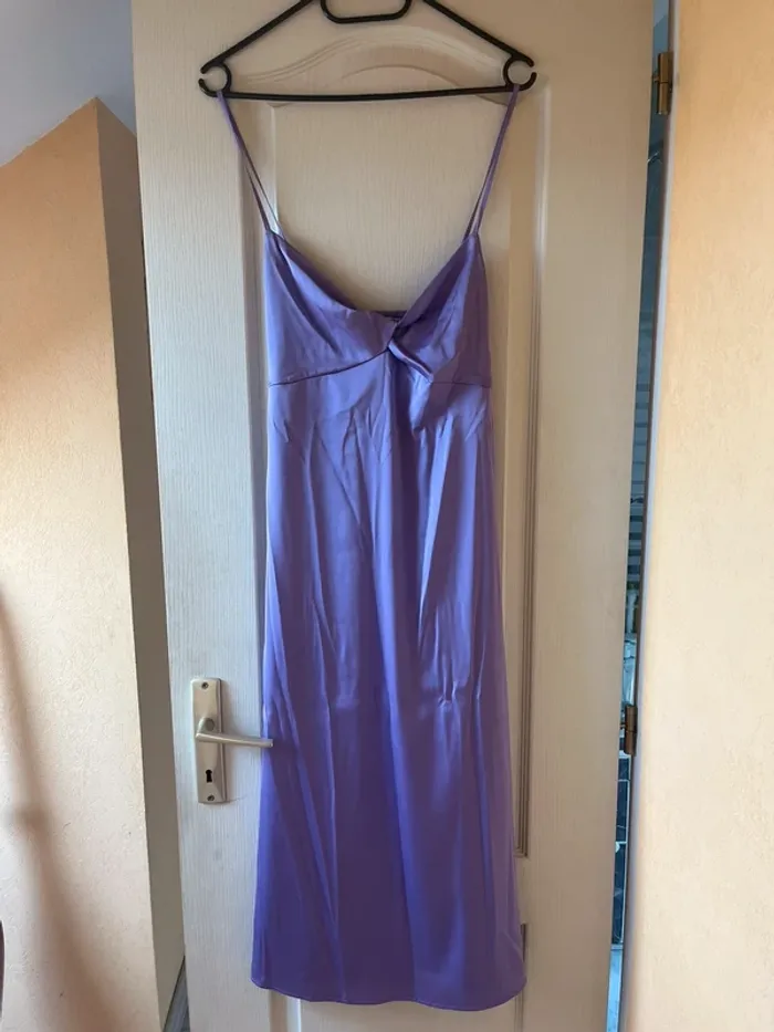 robe midi en satin style nuisette femme violette mauve - photo numéro 2