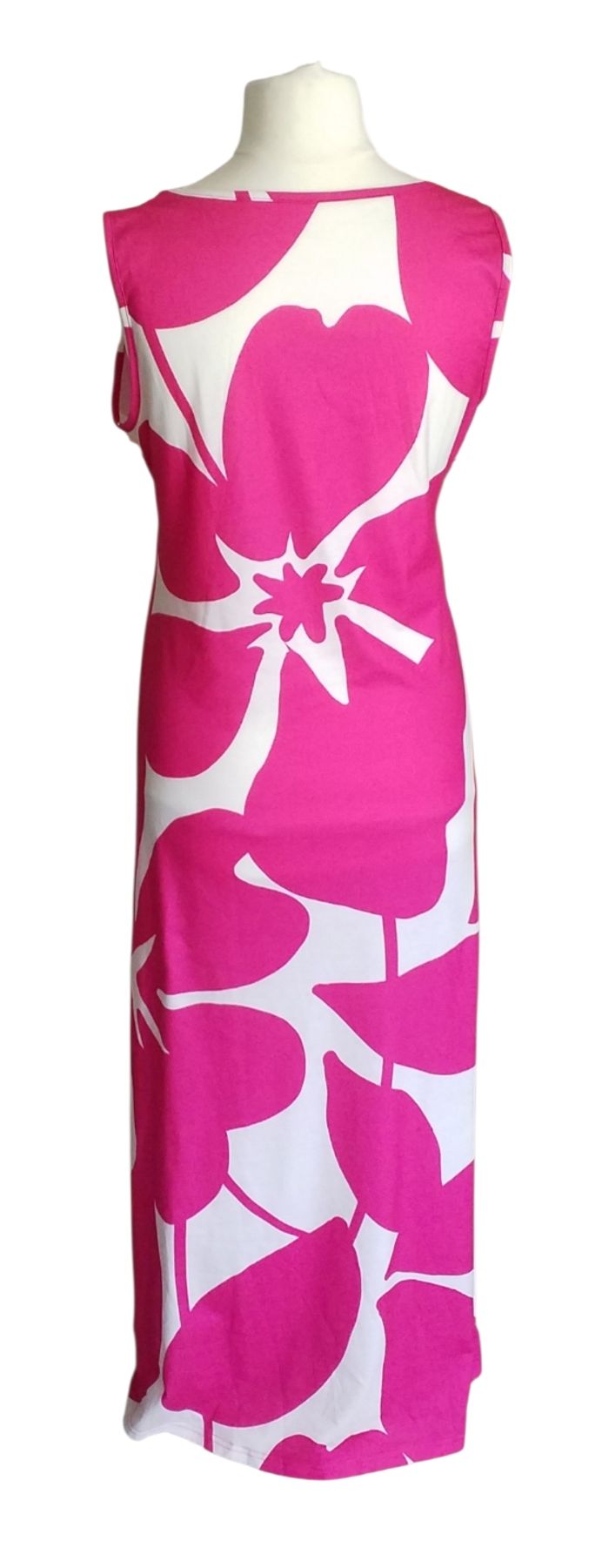 Robe longue décontracté et ample aux motifs floraux fuchsia blanc taille M - photo numéro 6