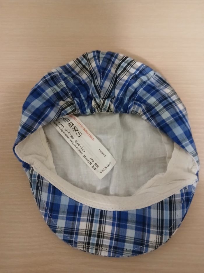 Beret d ete en coton bebe a carreaux tour de tete 47cm marque orchestra - photo numéro 6
