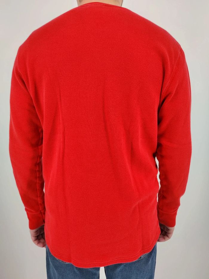 Pull Crewneck Léger Ralph Lauren Nid D'abeilles Rouge Logo Brodé Bleu Marine Taille L Homme - photo numéro 2