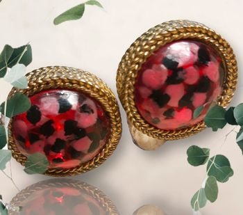 Boucles d’oreilles rondes à clips vintage véritable Agatha Paris