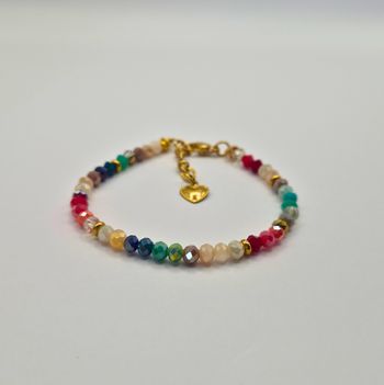 Collier doré petites perles multicolores