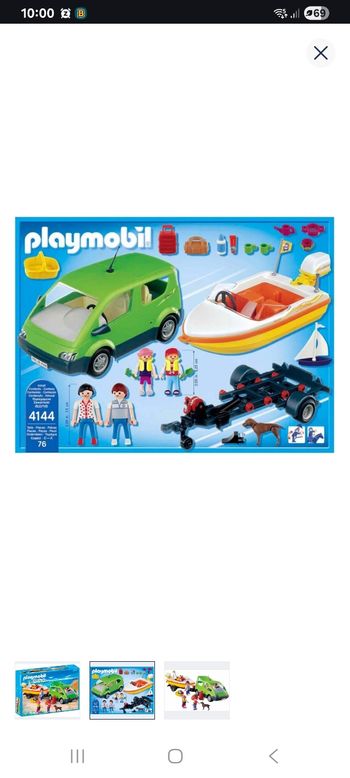 Playmobil voiture et bateau