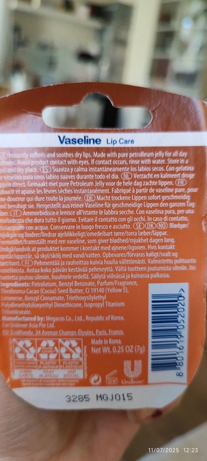 Vaseline Lip Therapy Beurre de Cacao 7gr Made in Korea - photo numéro 4