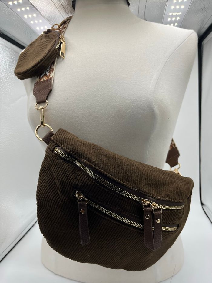 Sac banane bandoulière velours - photo numéro 2