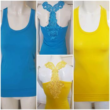 Lot de 2 débardeurs femme, dos en dentelle