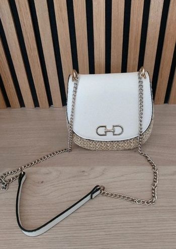 Sac à main paille et empiècement blanc h&m