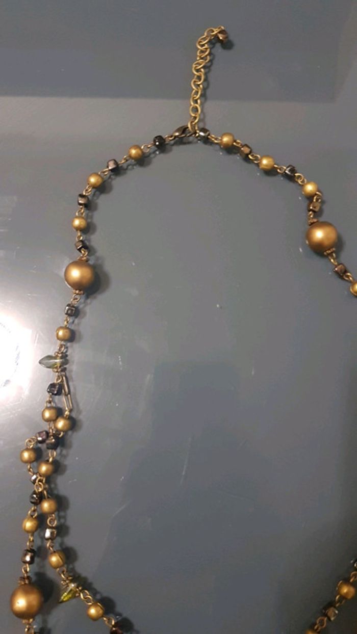 Collier double rang doré mat - photo numéro 3