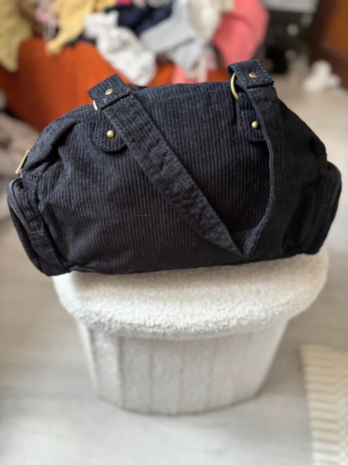 Sac à main noir en velours côtelé - photo numéro 6