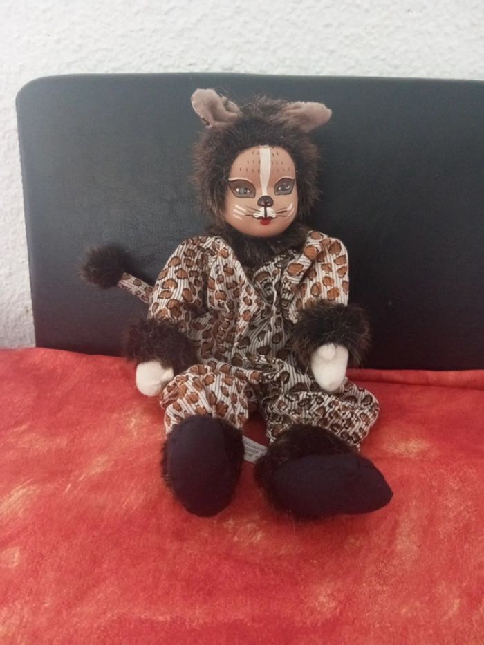 Poupée pantin clown chat tigre