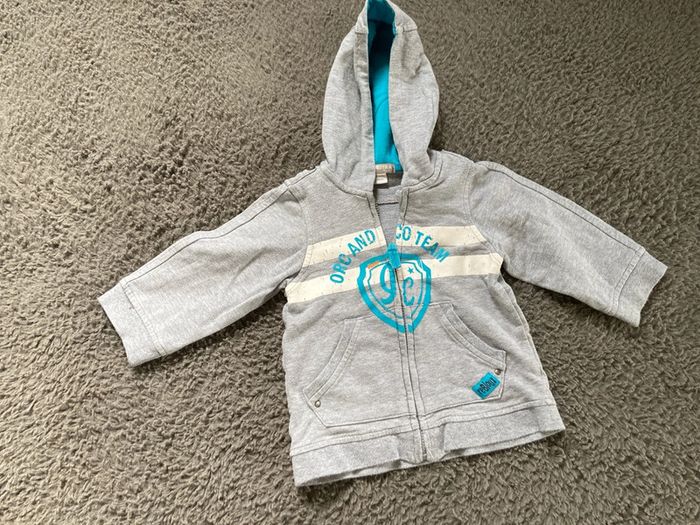 Ensemble Sweat zippé à capuche et salopette 9 mois - photo numéro 4