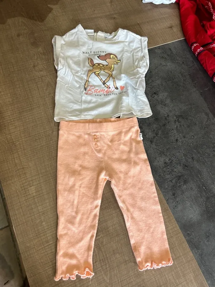 Ensemble d’été bambi, legging et t-shirt bébé fille, 18 mois
