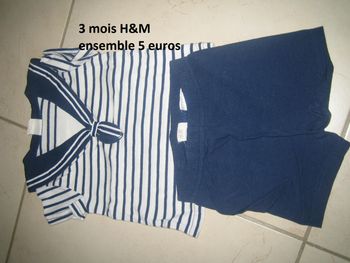 ensemble short et marinière H&M 3 mois