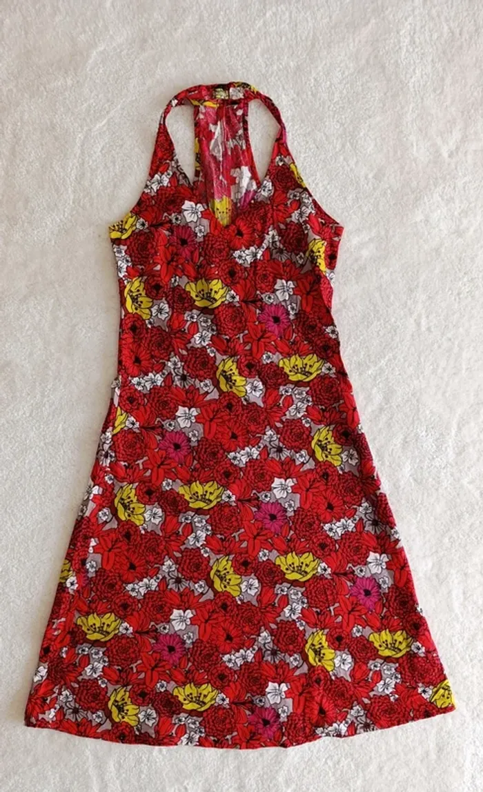 Robe d'été Kaliyog rouge fleurie L 10% coton - photo numéro 6