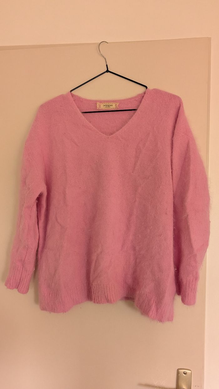 Pull rose 100% fourrure en poil de visin