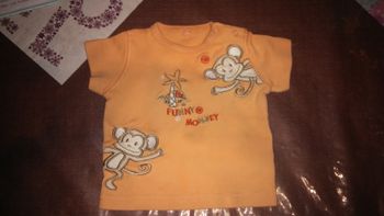 Tee-shirt manches courtes orange 3 mois garçon