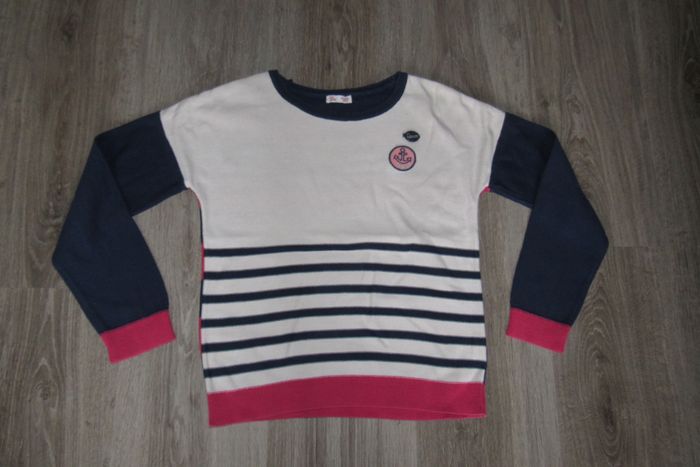PULL BLANC ET MARINE A RAYURES FILLE "DPAM" - 10 ANS - n°01 - photo numéro 3