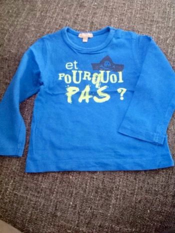 Tee-shirt Grain de blé manches longues bleu roi - 24 mois