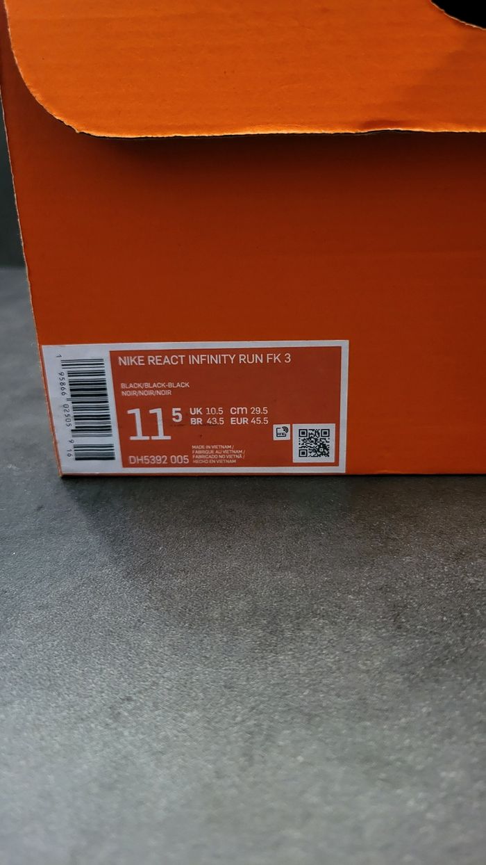 Nike React Infinity Run Flyknit 3 Triple Black - DH5392005 - Size : 45.5 🌈🌈 - photo numéro 10