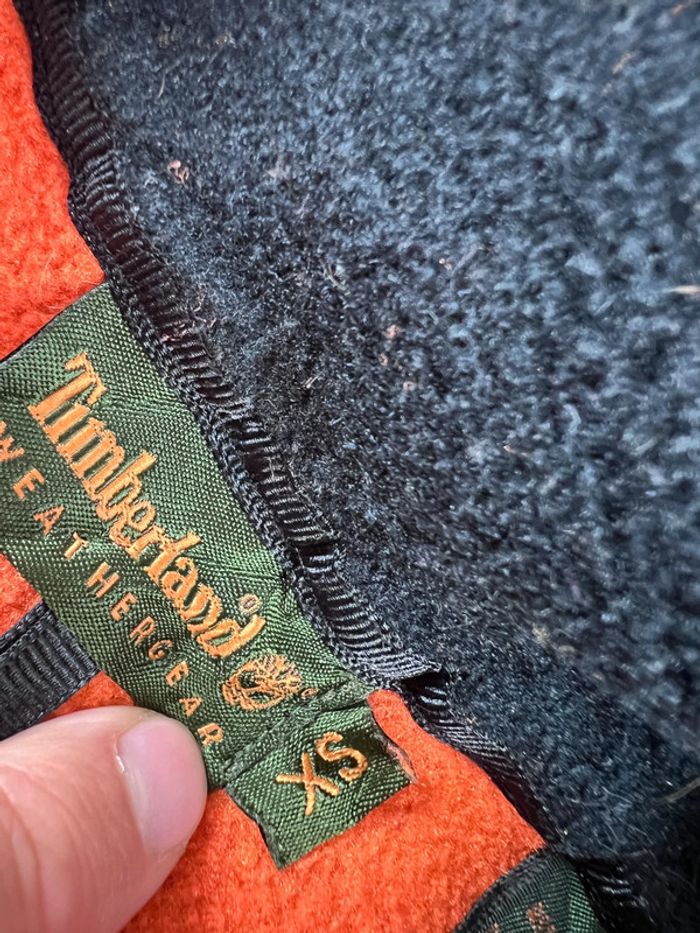 Pull polaire Timberland orange avec logo brodé – Taille XS (taille grand) - photo numéro 16