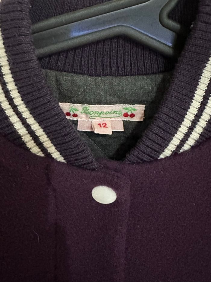 Veste bombers Bonpoint Paris taille 12 ans manches et détail en cuir - photo numéro 3
