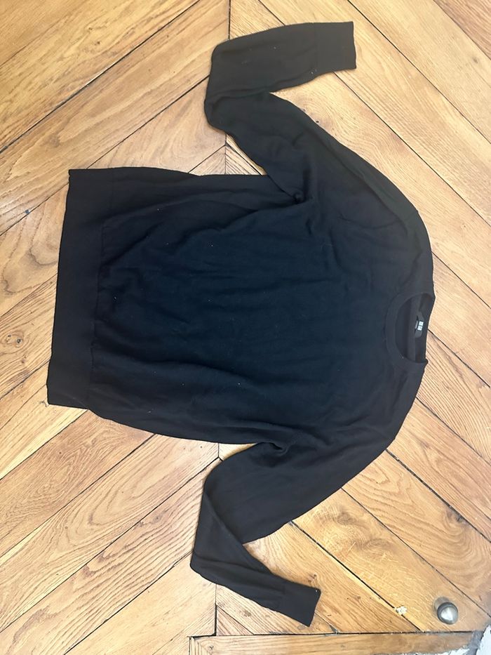 Pull en laine noir Uniqlo homme taille L - photo numéro 3