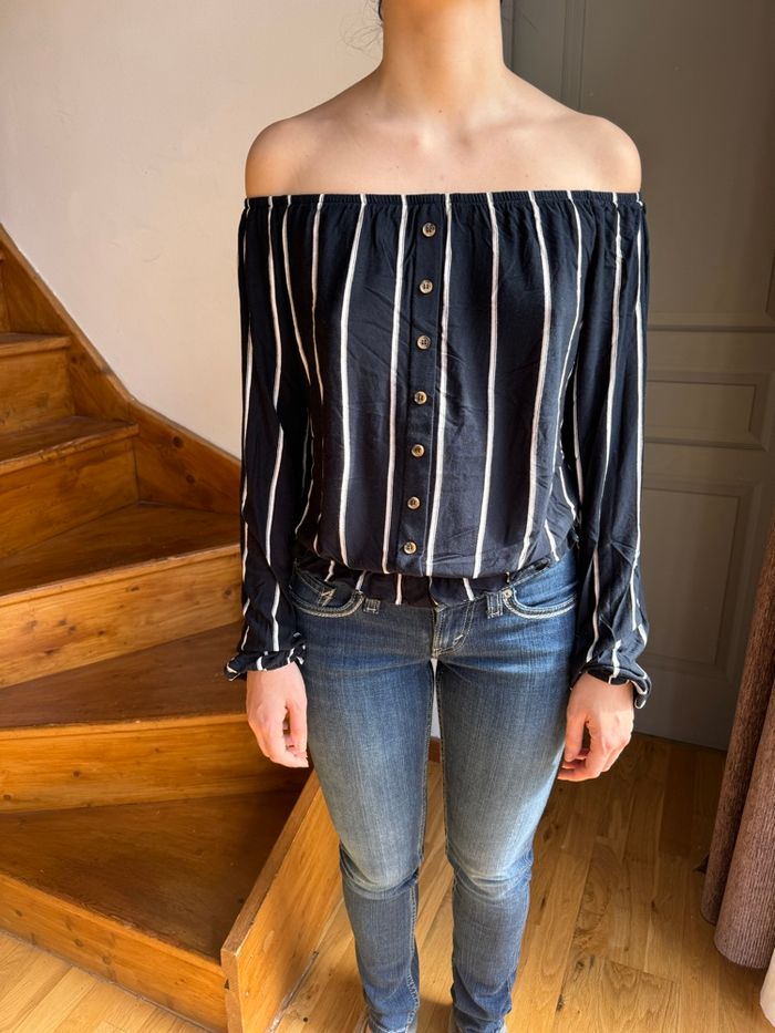 Blouse rayée bleue et blanche - H&M - photo numéro 6