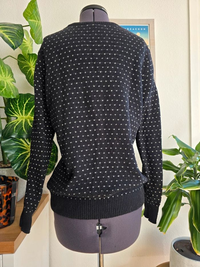 Pull noir en maille épaisse avec petits cœurs - & Other Stories - taille L - 40 - photo numéro 4