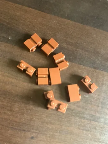 10 Brick Lego, Modified 1 x 2 with Channel ref 4216 Reddish Brown