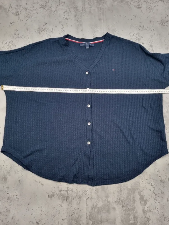 Chemisier fin bleu marine Tommy Hilfiger – Taille L Femme (mesures en photos) - photo numéro 10