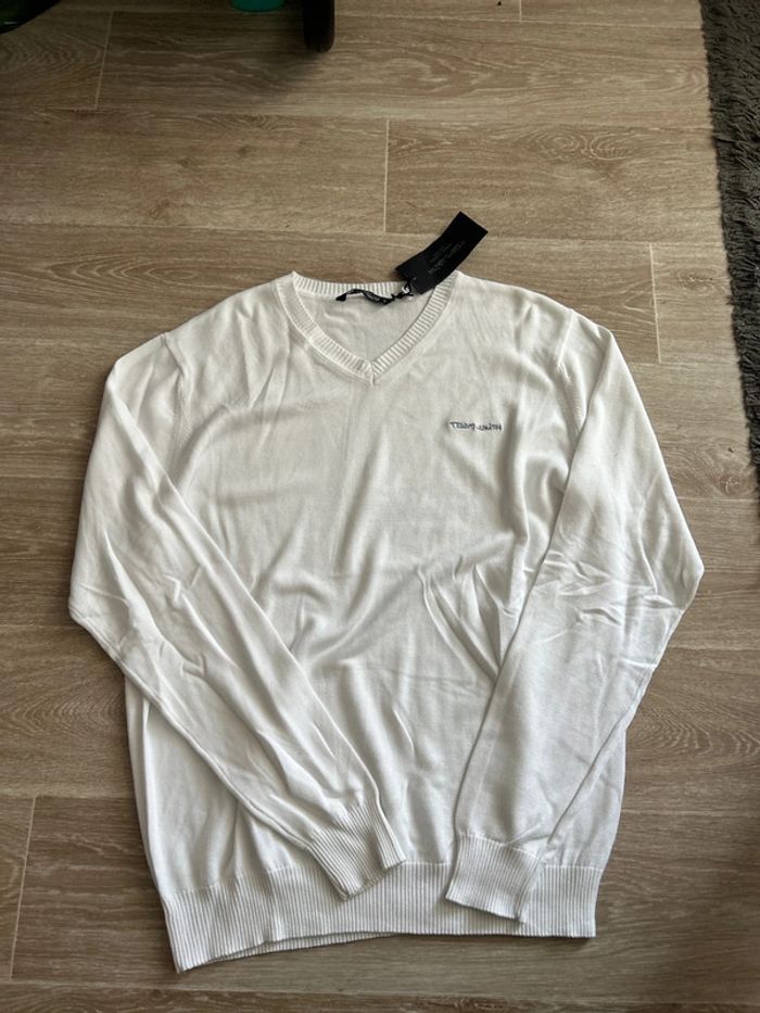 Pull à col v Teddy Smith blanc S