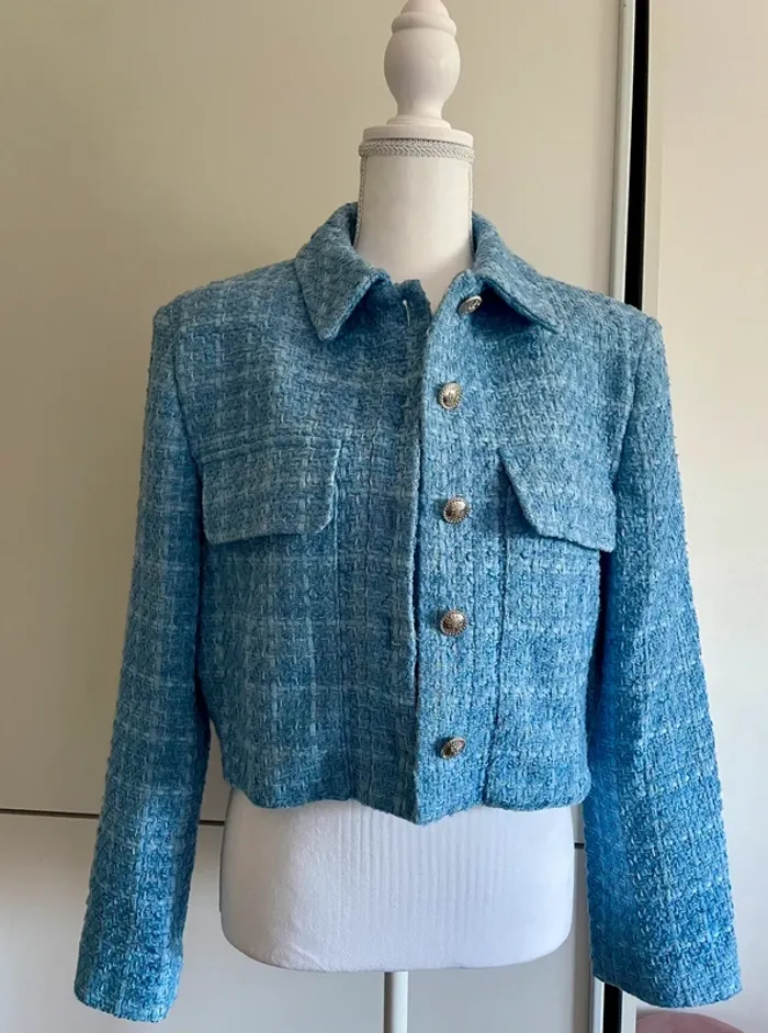 Zara Veste blazer tailleur cropped tweed taille M - photo numéro 3