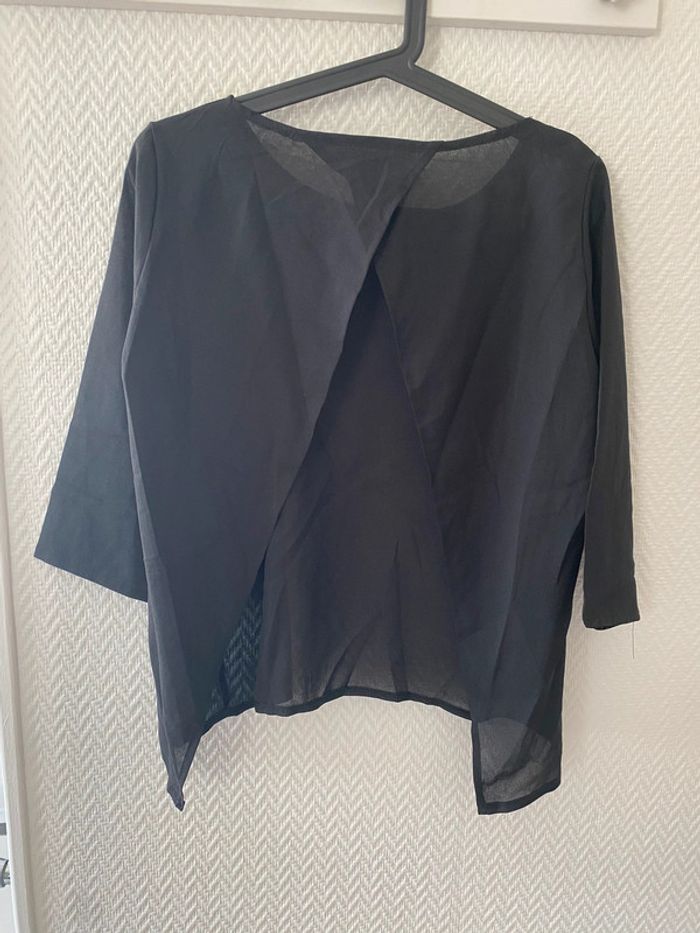 Blouse fluide transparente noir dos nu S - photo numéro 2