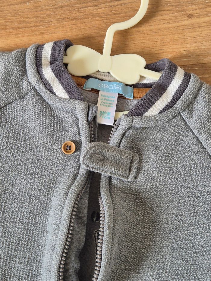 Gilet Obaibi 9 mois 71 cm gris motif renard - photo numéro 4