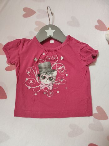Tee-shirt manches courtes - Chat - 12 mois - Très bon état