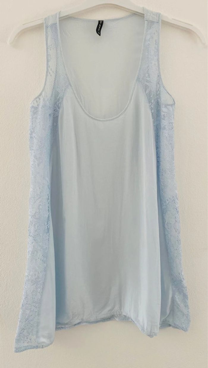 NafNaf Débardeur Bleu & Dentelles Taille 34/36 XS/S