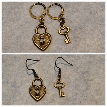 Boucles d'oreilles clé cœur