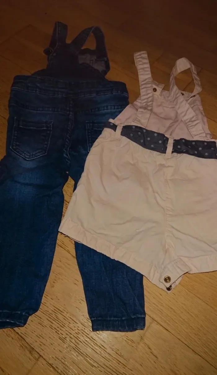 Lot salopette et combishort rose pale - photo numéro 2