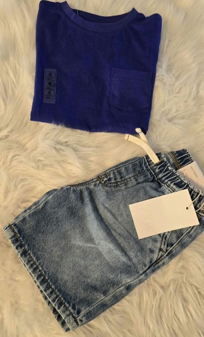 Neufs (non portés) 🏷🏷🥰😍💙superbe  Ensemble teeshirt mc et bermuda en jeans 4 ans garçon 💙😍🥰 - photo numéro 9
