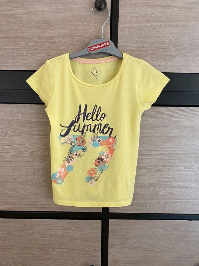 T-shirt Tex jaune Taille 4/5 ans "Hello Summer" - photo numéro 3