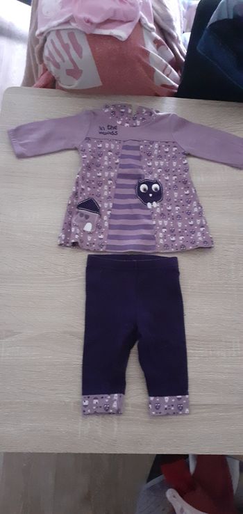 Ensemble violet chouette  3mois