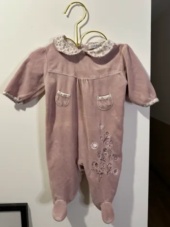 Pyjama vieux rose avec col Claudine 3 mois kitchoun
