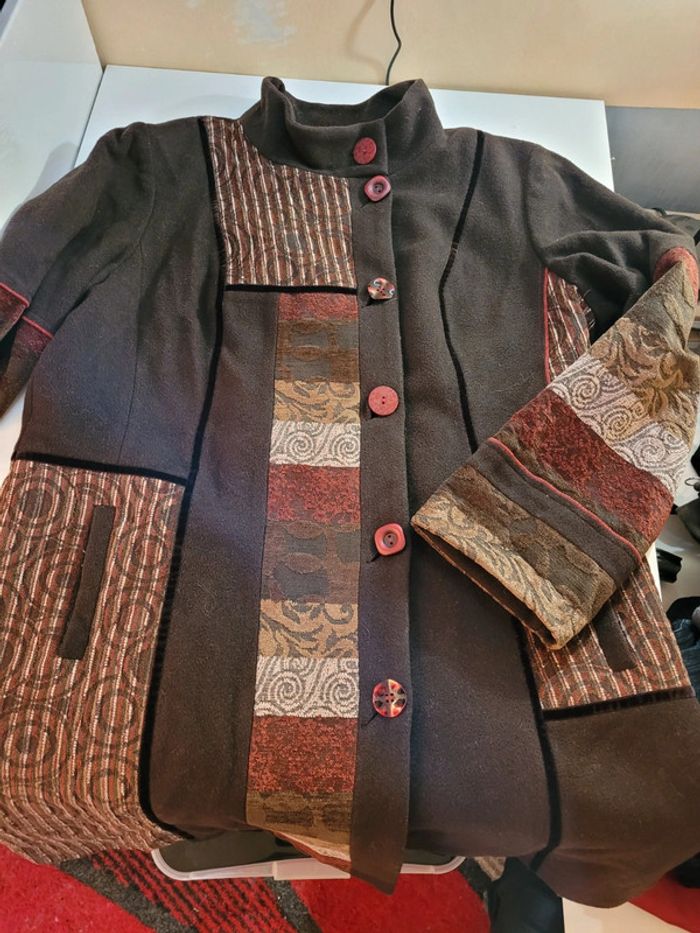 Manteau laine marron beige, orange Scottage - photo numéro 4